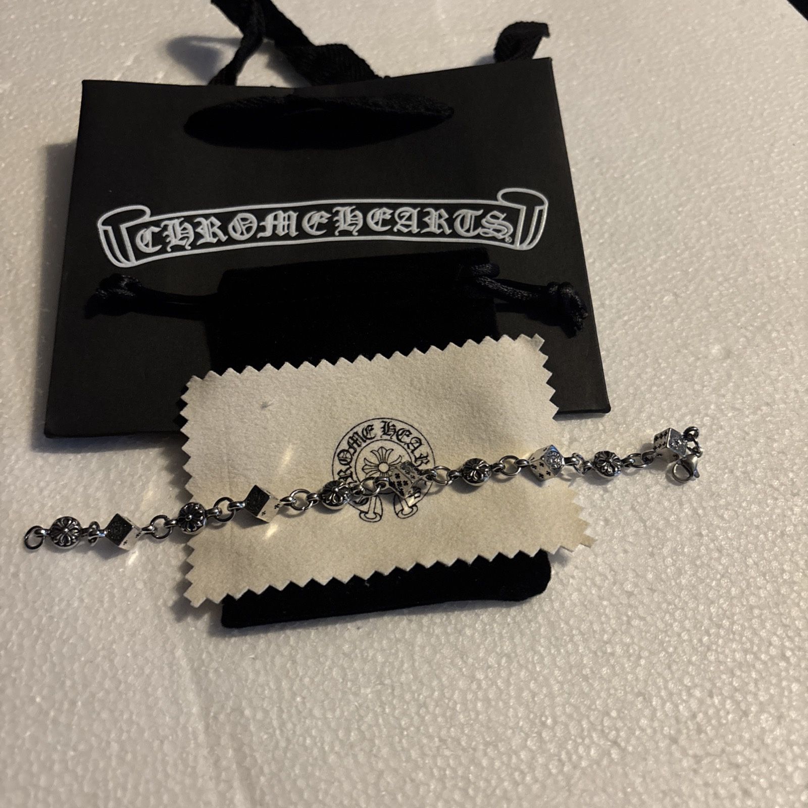 Chrome Hearts In Box & Gift Bags punk dice chrome bracelet 7.5 in