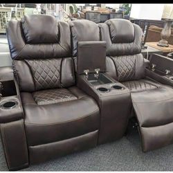👌Power Reclining Loveseat With Console Dark Brown By Ashley 💯 New Brand ☑️ Financing Available ✔️