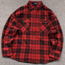 Ralph Lauren Red buttoe Plaid Pocket Shirt