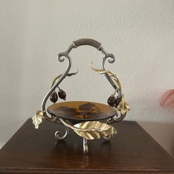Amber Glass Olive Stand