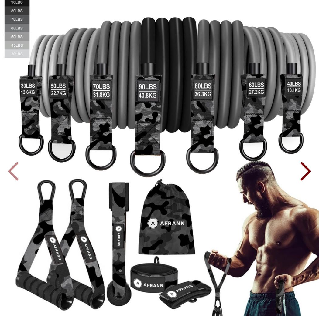 AFRANN Camo Black Heavy Fitness Resistance Bands .