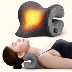 new Heated Neck Stretcher for Pain Relief, Graphene Heating Pad, Odorless Neck Cloud Cervical Traction Device Chiropractic Pillow for Shoulder, Christ