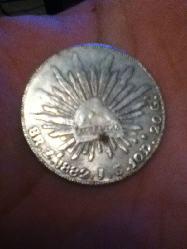 Silver coin republica mexicana 8r.z.1882.j.s.10d.20g