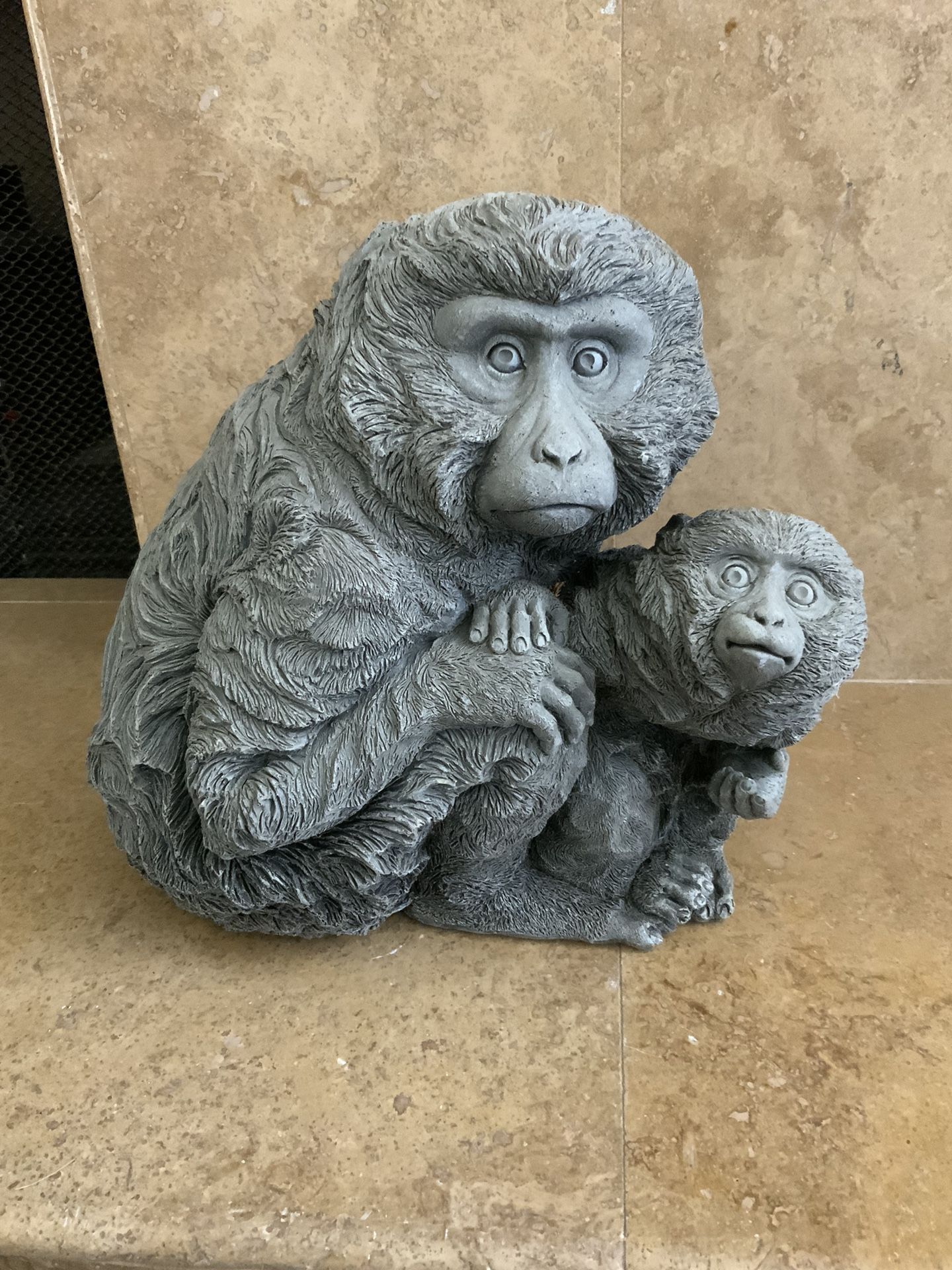 Vintage Monkey And Baby Yard Garden Statue 