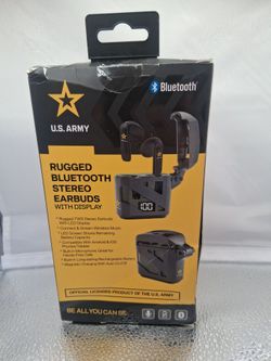 U.S. Army Rugged Bluetooth Stereo Earbuds – LED Display Case