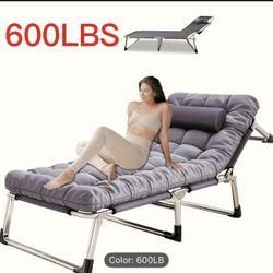 Adjustable Folding Lounge Chair with Thick Mattress - Brand New
