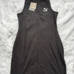 New Puma Classics Ribbed Sleeveless Dress Womens Size Small And Large Black Casual 