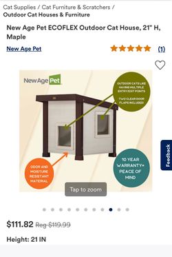 New Age Pet ECOFLEX Outdoor Cat House, 21" H, Maple