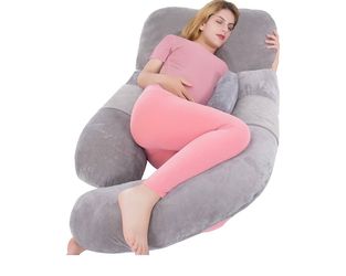 AS AWESLING 60in Full Body Pillow | Nursing, Maternity and Pregnancy Body Pillow | Extra Large U Shape Pillow and Lounger with Detachable Side