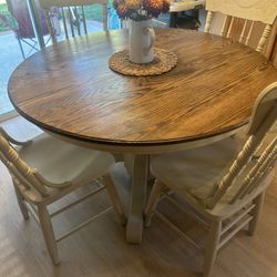 4’ Oak Dining Table with 4 Chairs – $275