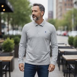 B Draddy USA Polo Pima Stretch Long Sleeve The Weston Golf Club Shirt Sz Med.