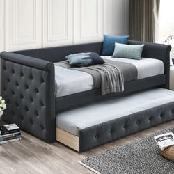 Twin Twin Size Charcoal Daybed W Ortho Mattress 