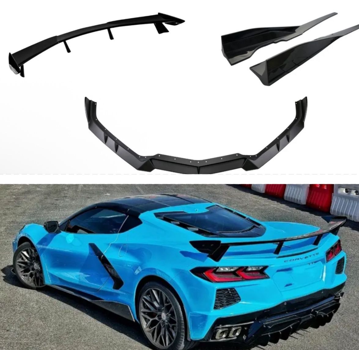 For 2020-2025 Corvette C8 ›Full Body Kits ( side skirts, front lip, & spoiler) 