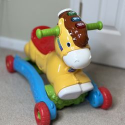 Kids Ride-On Horse Toy with Wheels & Sound Buttons