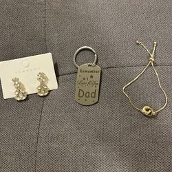 Bundle l love u dad , earrings , adjustable bracelet