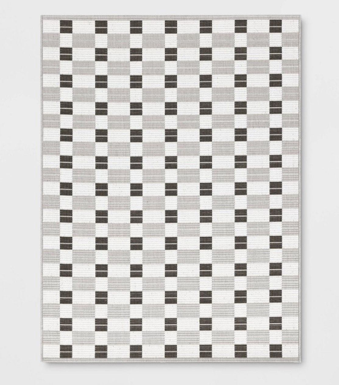 Checkered Outdoor Area Rug Black 9'x12'