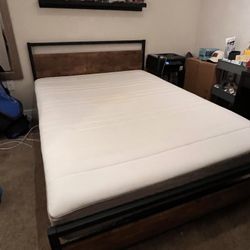 Bed frame-Rustic Brown and black metal structure- negotiable