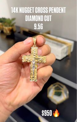 Gold Nugget cross pendant