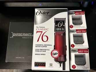 Oster 76s with 1 1/2, 2, 3 1/2 blades blade shelf holder