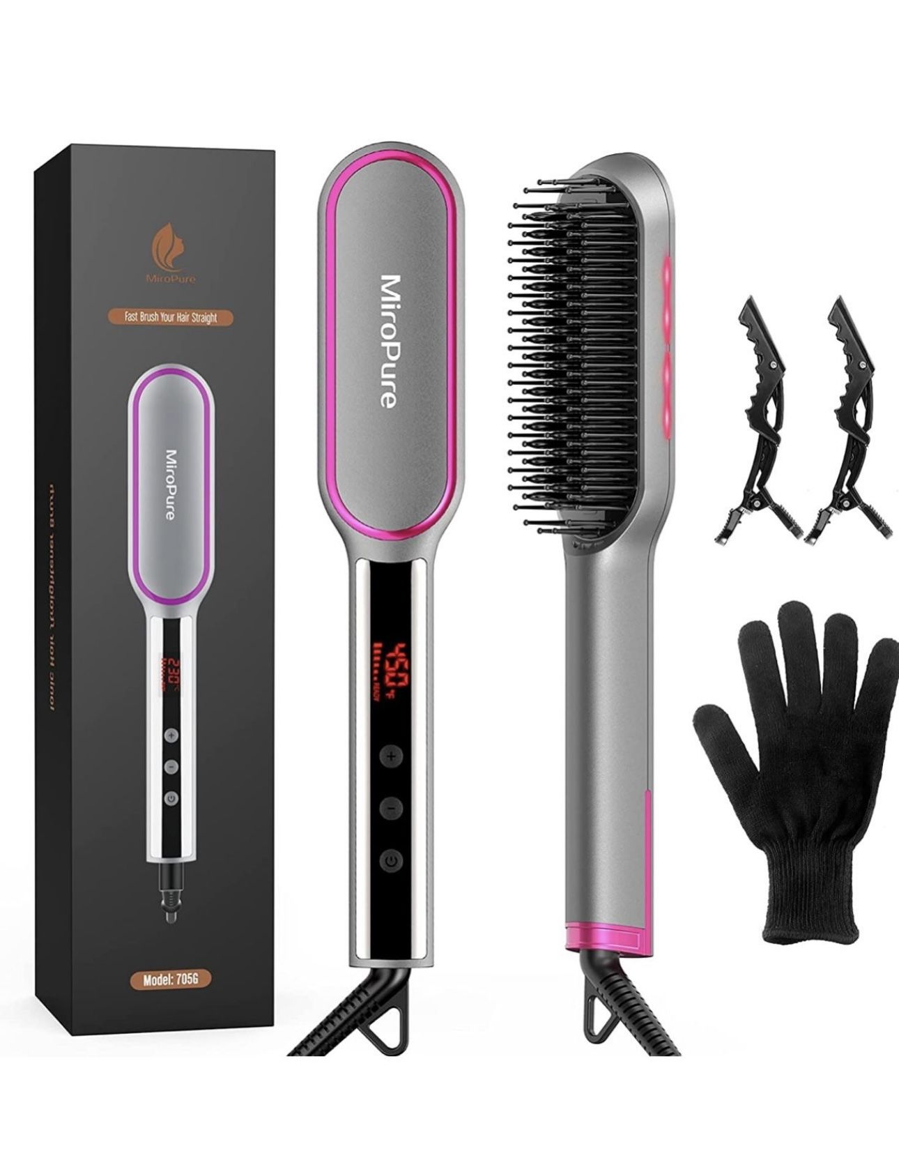 Hair Straightener Brush, MiroPure