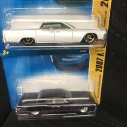 2 Pack 2006 Hot Wheels 1964 Lincoln Continental - Black & White NIB