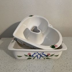 Ceramic Bakeware Set Rectangular Baking Dish & Heart Shaped Dish