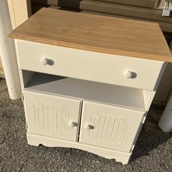 White Storage Cabinet With Wood Top 
