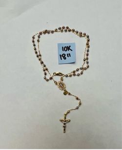10K Solid Gold Rosary For Wedding 18 Inches Long
