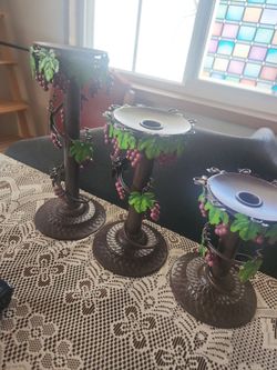 Set of three grape vineyard candle holders