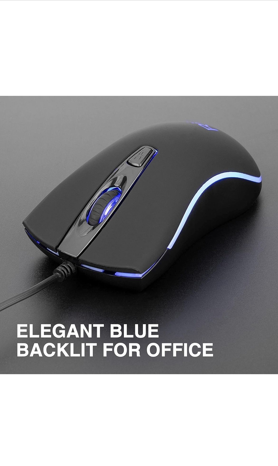 Rii Wired Mouse, Computer Mouse with Blue Backlit,Comfortable Grip Ergonomic Optical,USB Wired Mice