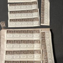 Vintage Israel Tabbed Stamp Sheet – 50 Stamps (25 Pruta Grape Harvest) + 2 Loose Stamps  Description: Vintage Israeli postage stamps featuring the cla