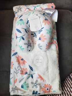 Baby Girl Floral Blanket & Travel Pillow