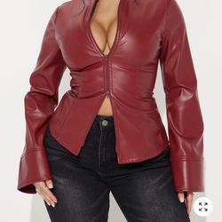 Fashion Nova Burgundy Shirt 