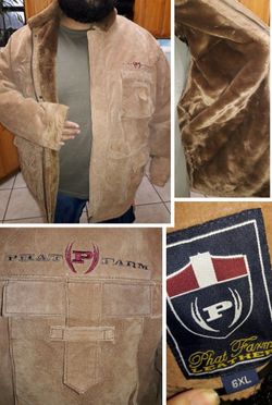Rare Vintage Collectible Phat Farm men's leather jacket fur-lined heavy jacket/coat 3 quarter lenth ORIGINAL RETAIL $350+