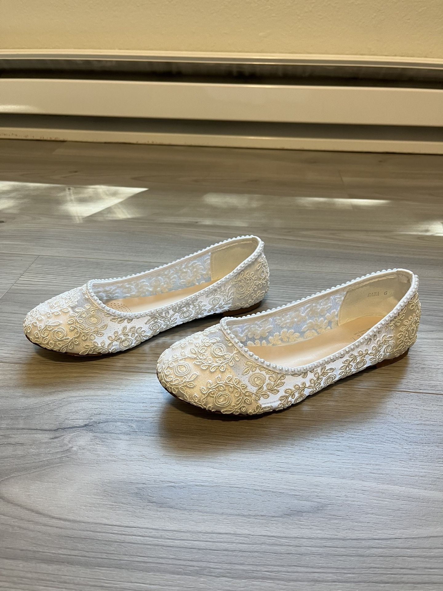 Bridal Crochet Lace Ballet Flats - Kailee P - Size 6