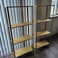 Two IKEA Hyllis Shelves, Painted Gold