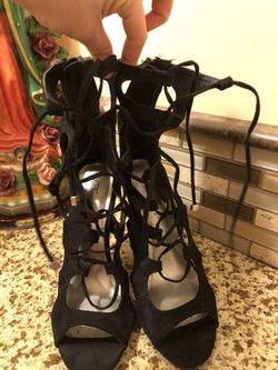 Black tie up heels