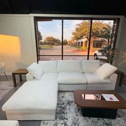 ✨ Cloud Sectional Couches for Living Room, Convertible L-Shape Couch with Ottoman,White