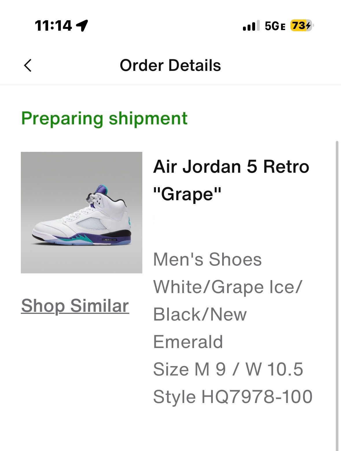 Air Jordan 5 Retro Grape 2025 Men’s Size 9 / Women’s Size 10.5 (SKU: HQ7978-100)