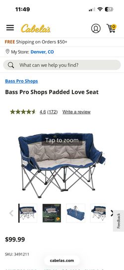 Bass Pro Shops Padded Camping/Outdoor loveseat