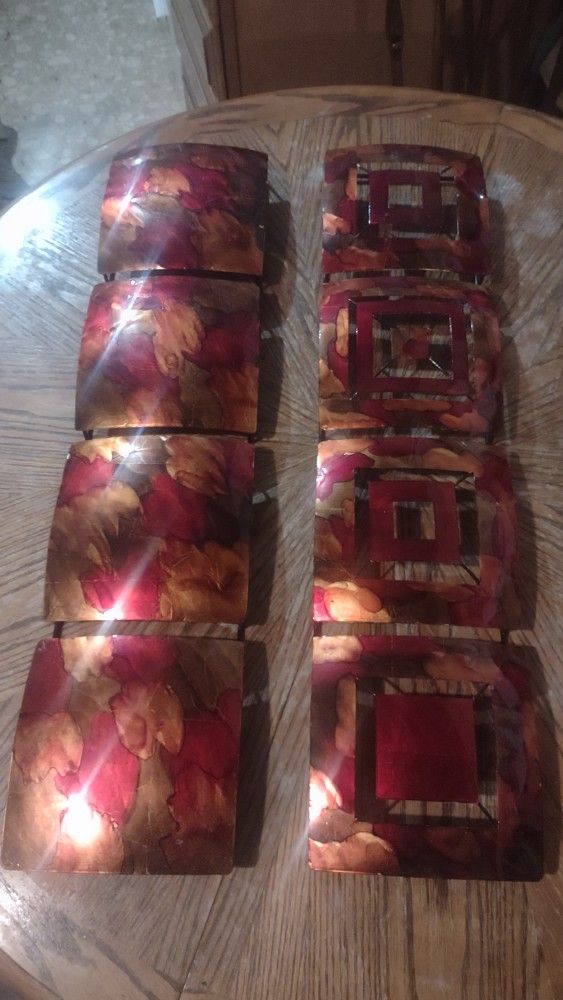 Heather Ann Creations 4 Geometric Squares Panels Metal Hanging Wall Art