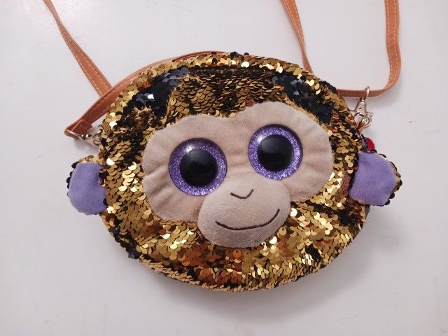 Ty Beanie Babies Gear Coconut the Monkey Furry Shoulder Bag Shell Ty 