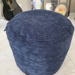 24x22" GIANT Navy Blue Suede Striped Ottoman (filled with chunk foam) BRAND NEW IN BOX