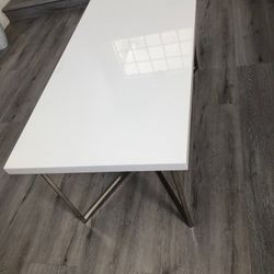 Modern White Coffee Table + Side Table Set