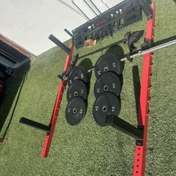 Ethos Weight Rack, Plate Weight Set, & Barbell 