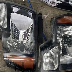 Headlights Chrome Black 2009 to 2014 Ford F150 
