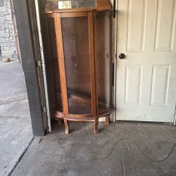 Vintage China Cabinet With Glass Door And Light 