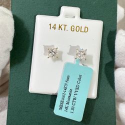 5mm - 14k Yellow Gold Moissanite Earrings