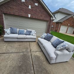 ✨ Cindy Crawford Sofa & Loveseat Set ✨ Clean Modern Couch Set 🛋️