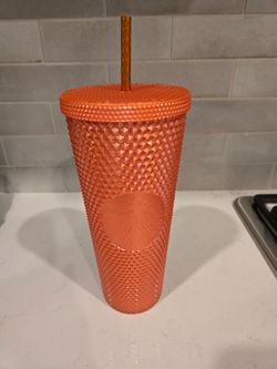 Starbucks Orange Studded Tumbler with Straw